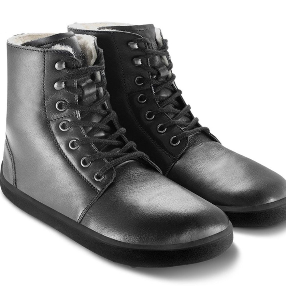 Be Lanka - Barefoot Winter Boots - Black Leather